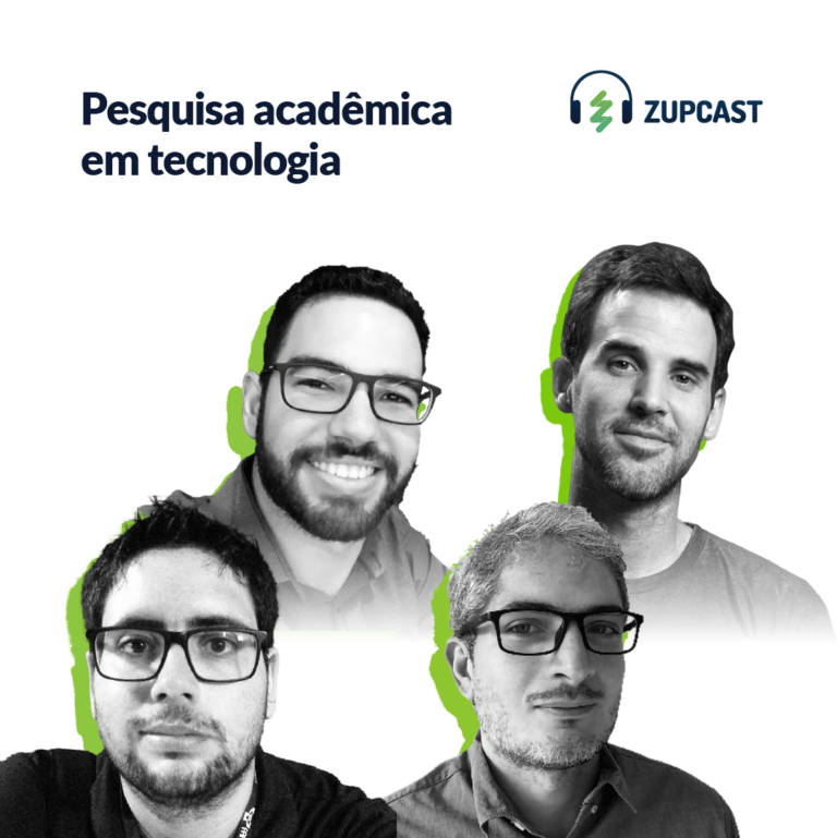 Capa do podcast sobre Pesquisa acadêmica em tecnologia com a foto das pessoas que participaram.